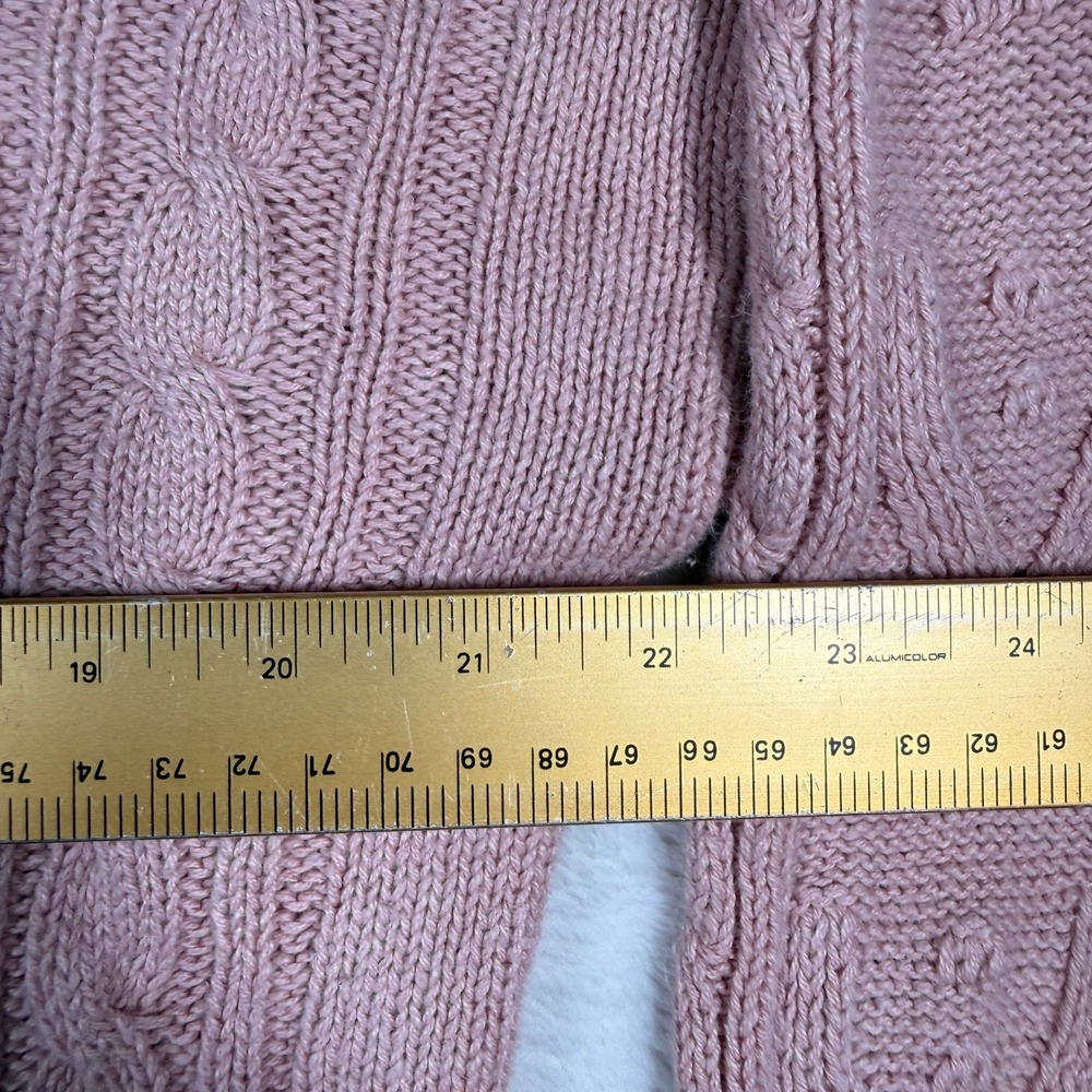 Vintage Brownstone Studio Pink Heart Cable‎ Knit Button Cardigan Sweater Women M - Picture 4 of 6